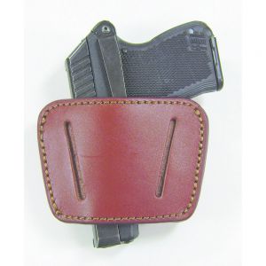 PS Products Ambidextrous Brown Leather Belt Slide Holster for Small to Medium Frame Handguns